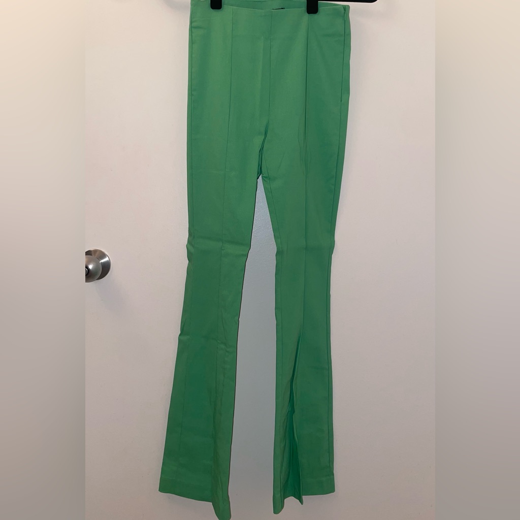 Green Split Hem Pants